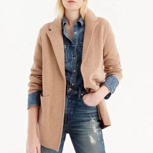 J Crew Sophie 365 Open Merino Wool Cotton Blend Sweater Blazer Camel Tan XS